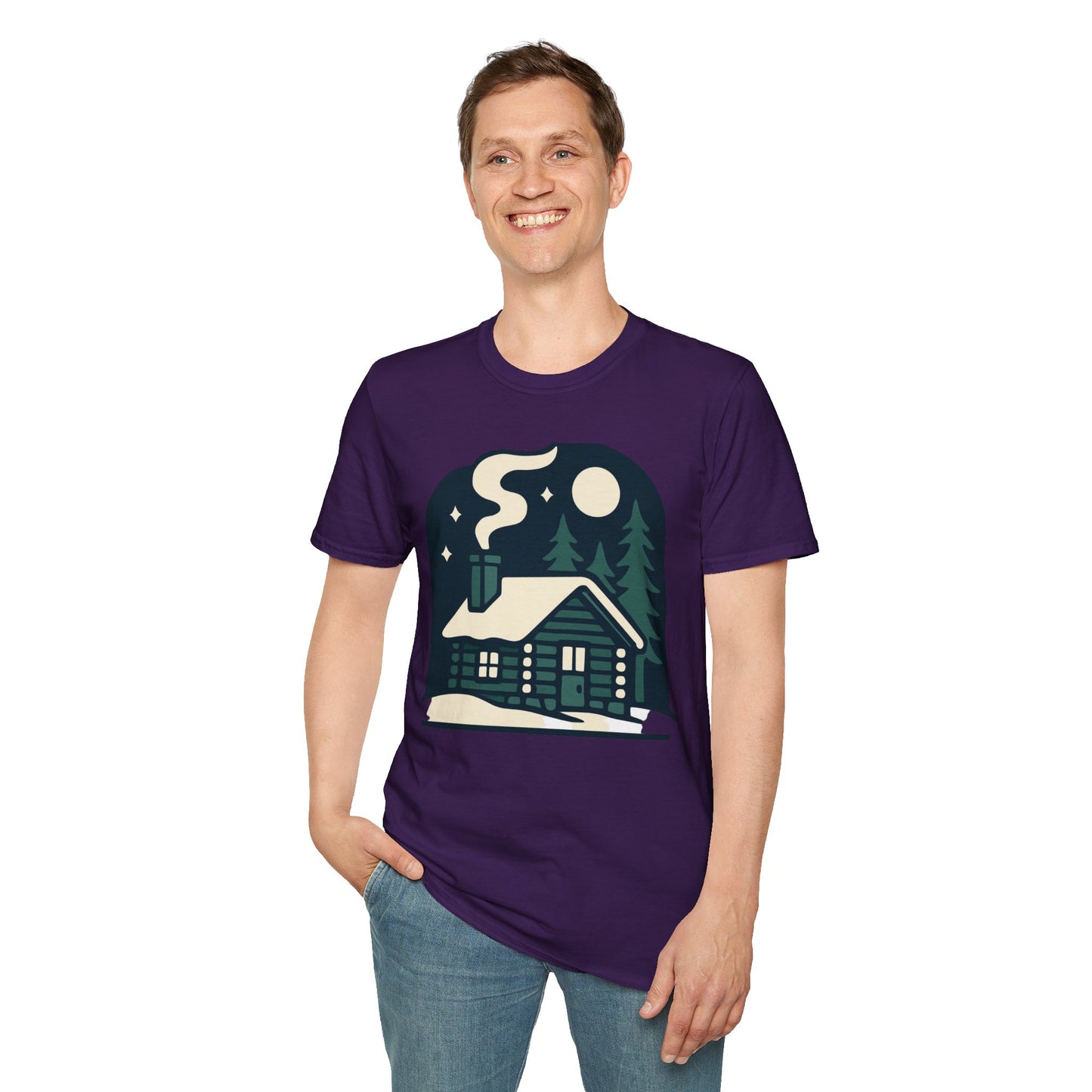 Winter Log Cabin Unisex T-shirt