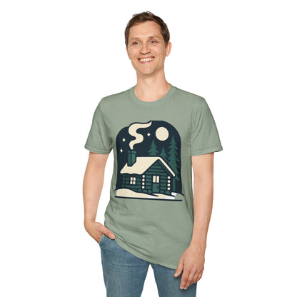 Winter Log Cabin Unisex T-shirt