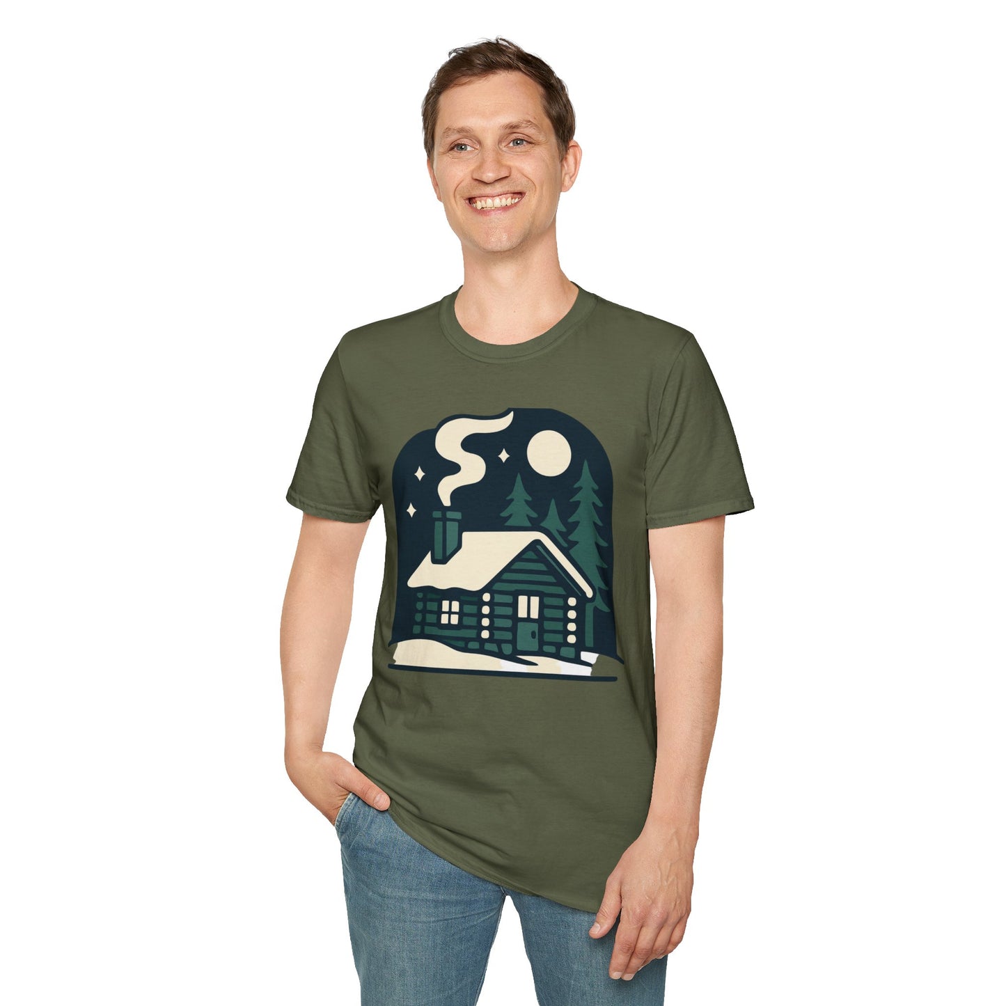 Winter Log Cabin Unisex T-shirt