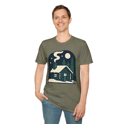 Winter Log Cabin Unisex T-shirt