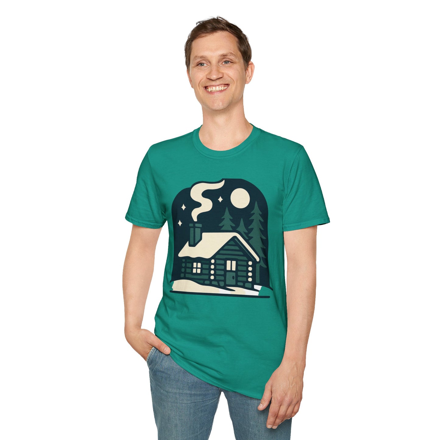 Winter Log Cabin Unisex T-shirt